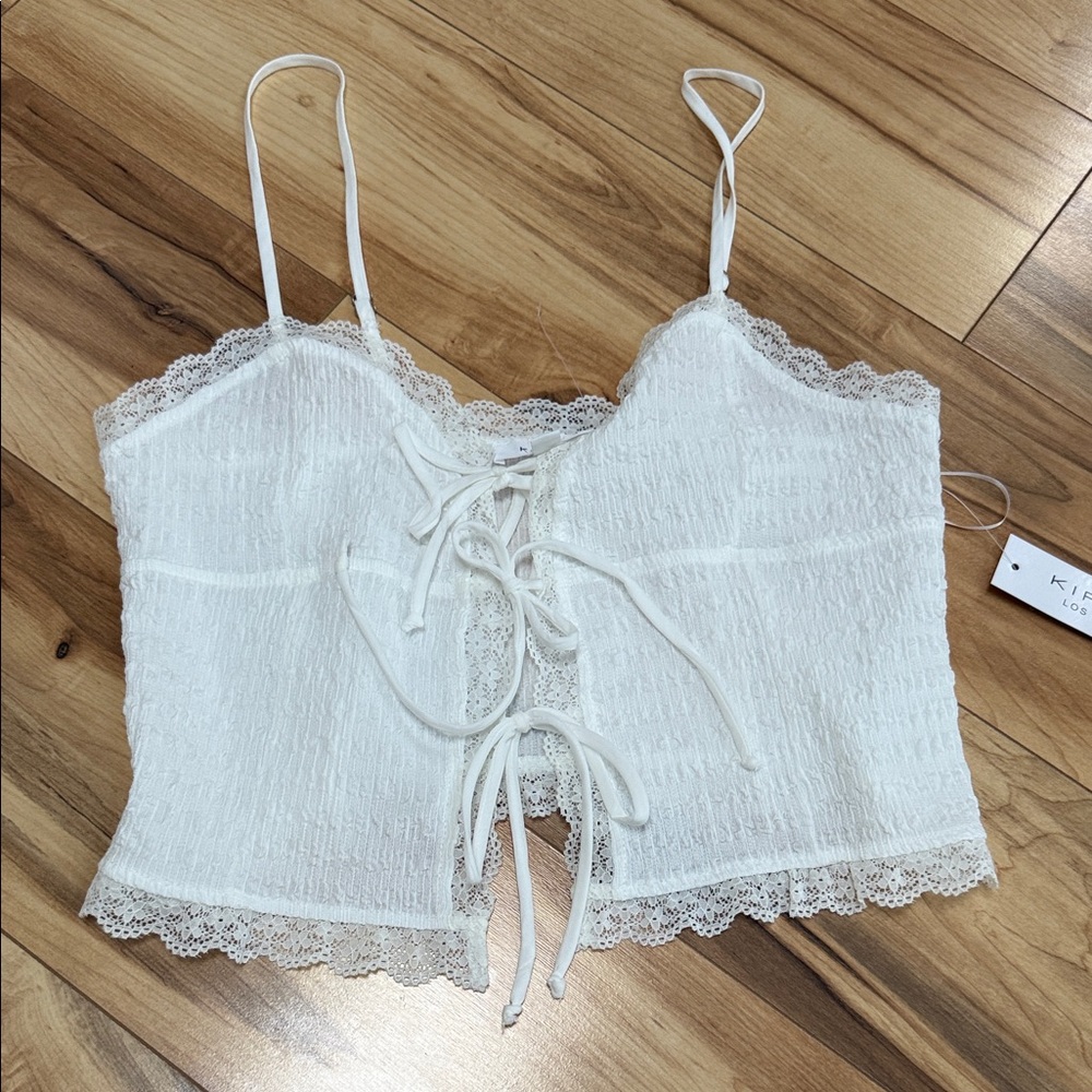 White Lace-Up Women Top